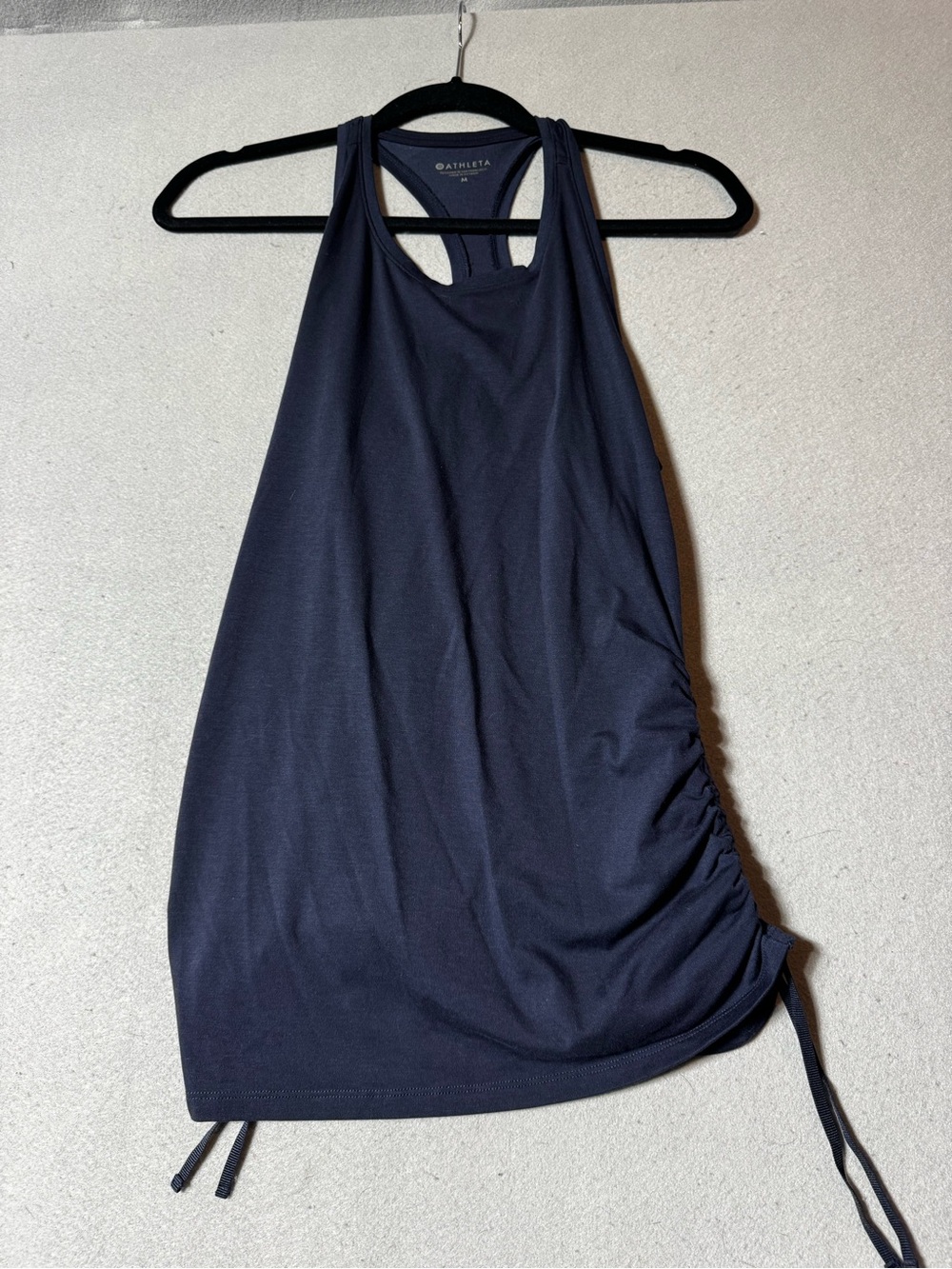 Athleta Navy Racerback Ruched Side Tank